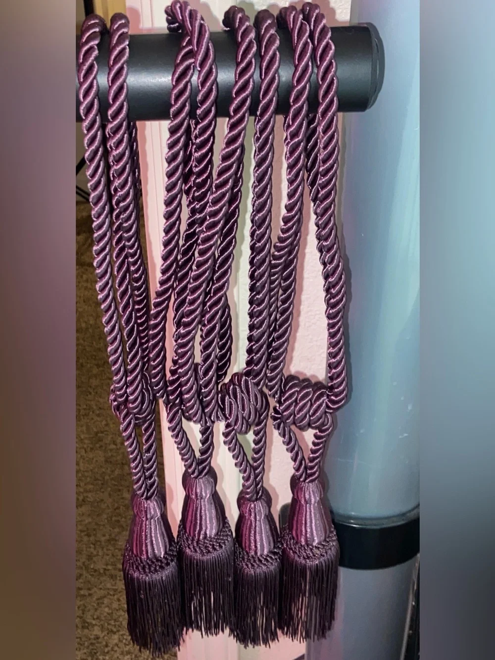 Elegant Plum Purple Tassel Tiebacks for Drapery - Set of 4